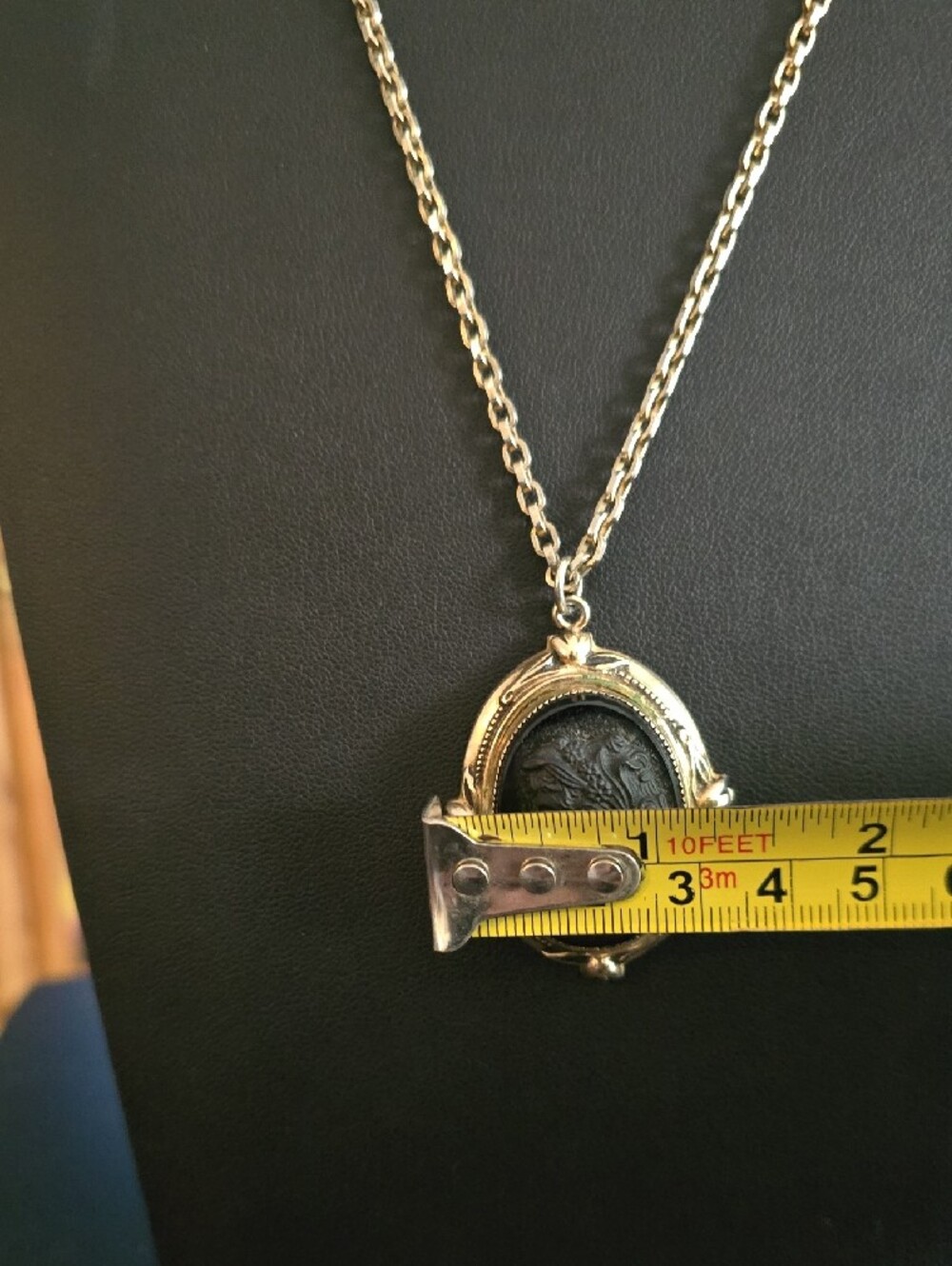 FLASH SALE!! Gold-Tone Cameo Pendant Necklace - Black Cameo - Picture 7 of 11
